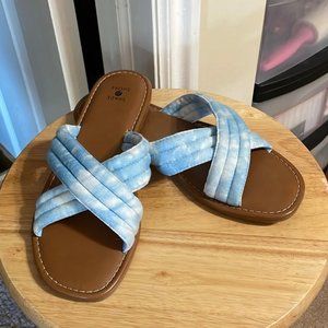 Shade & Shore Women’s Perla Slide Sandals, Blue Tie Dye -Size 9 (Women's Shoes)